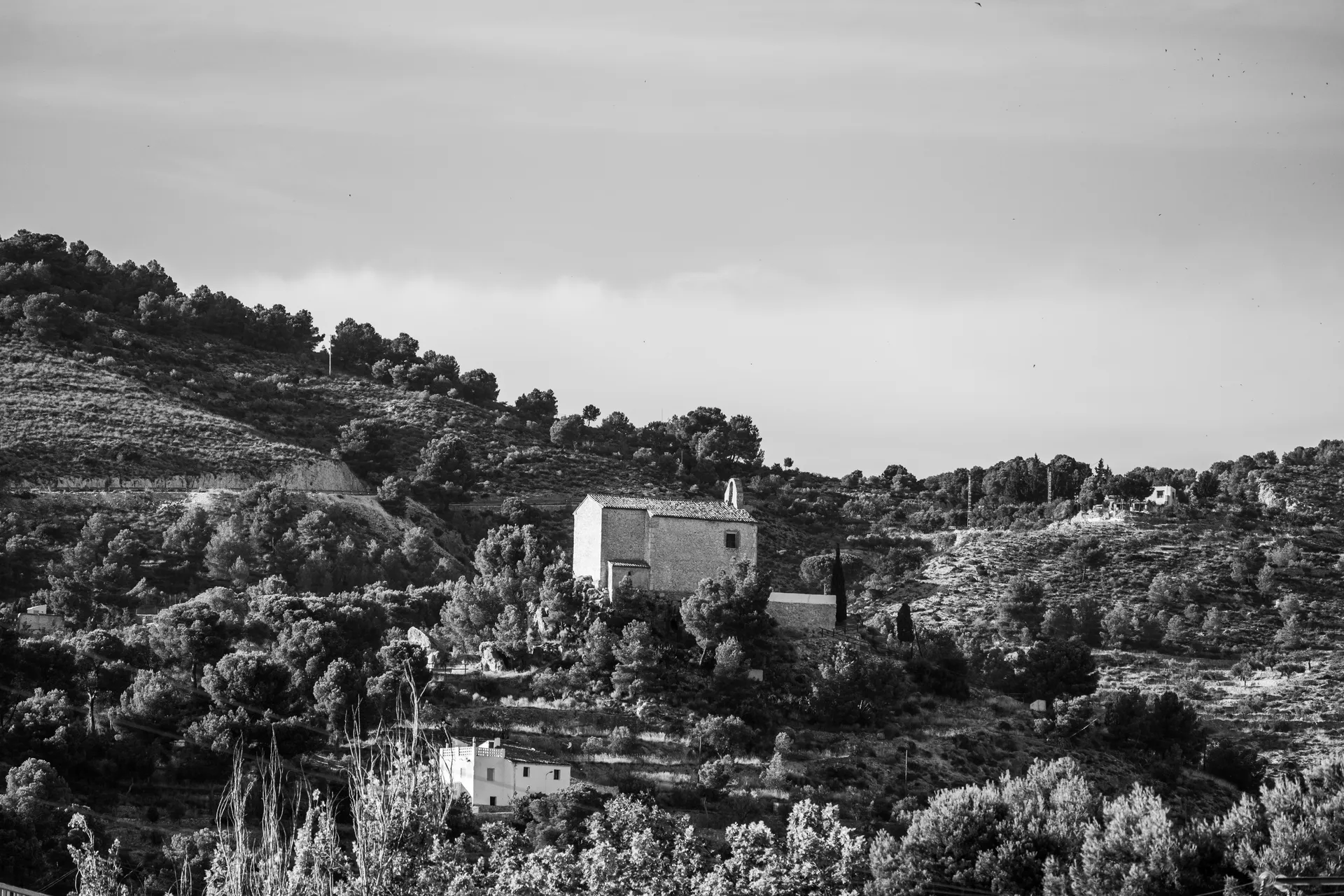Monochrome architectural landscape of chapel on hillside | Natural World | Alicante province | MarkOWiHu Photographer Fotógrafo • markowihu.es